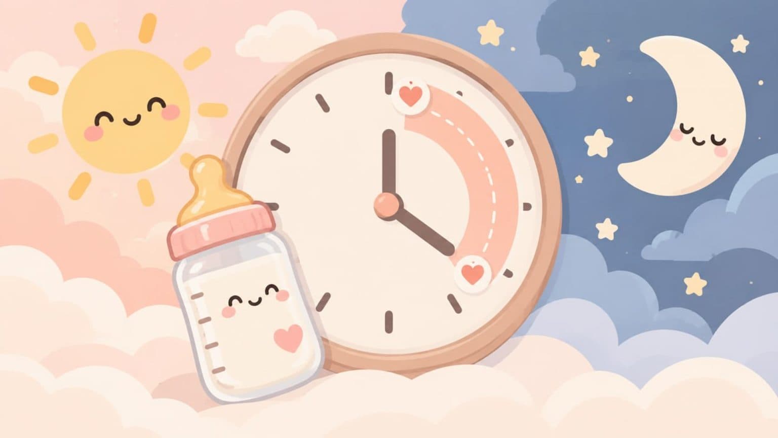 분유 수유 간격을 보여주는 시계 일러스트