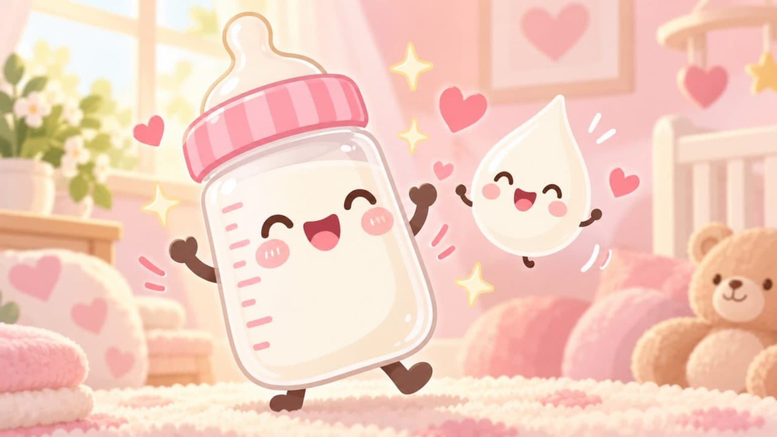 월령별 분유량을 재는 젖병 일러스트